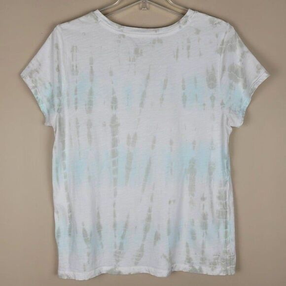 Athleta Size L Organic Cotton Daily Printed Tee Short Sleeve White Green - Picture 3 of 10